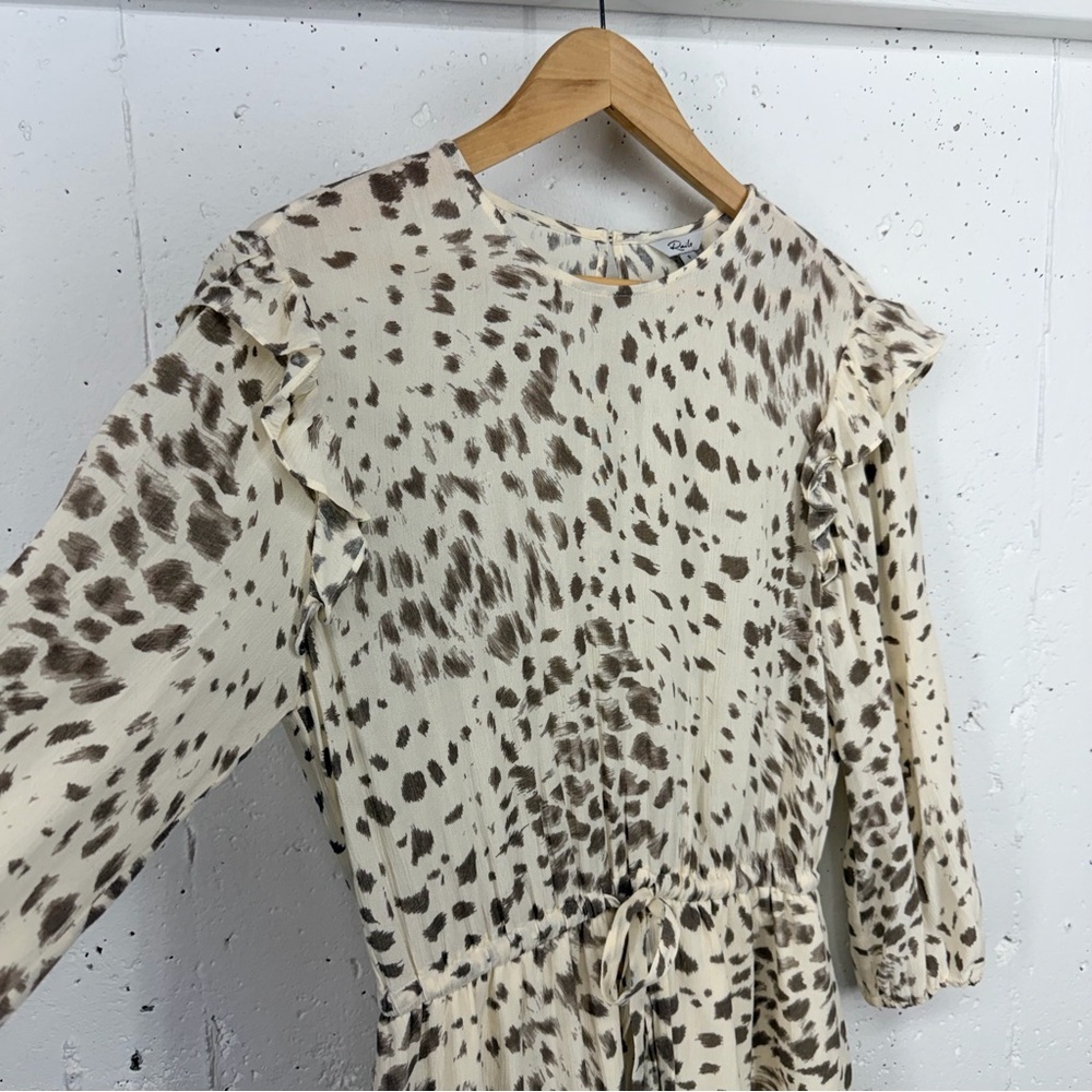 Rails Size Small Ora Puma Chiffon Ivory Beige Brown Animal Print Mini Dress - Picture 5 of 15